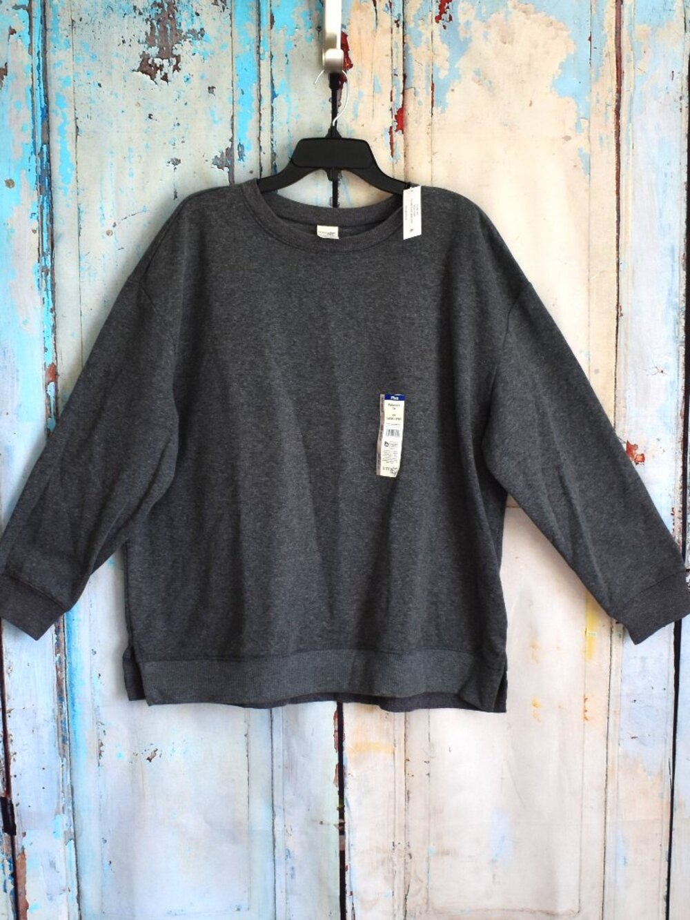 Women's Terra & Sky Fleece Core Sweatshirt Relaxed Fit SIZE 1X Charcoal Gray NEW